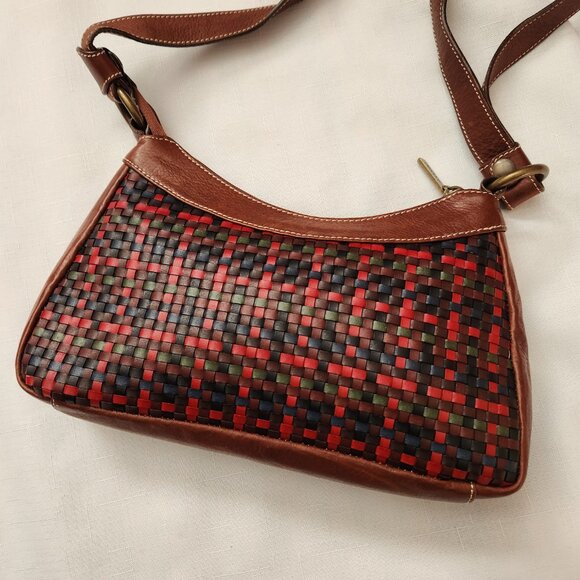 Vera Pelle Avorio Italy Leather Brown/ Multicolor Lady Crossbody/ Shoulder Purse - Picture 4 of 16